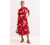Phase Eight Women's Delphine Midi Red Dress, Self-Tie Waist in Scarlet | Size: 26