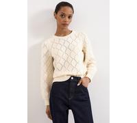 Phase Eight Women's Fern Diamond Pointelle Wool Blend Jumper in Warm White | Size: Large