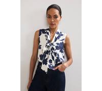 Phase Eight Junie Floral Sleeveless Pussybow Blouse In Navy Navy