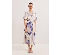Phase Eight Women's Lizzie V-Neck Puff Sleeve Midi Dress in Light Beige | Size: 8 Phase Eight Light Beige 8