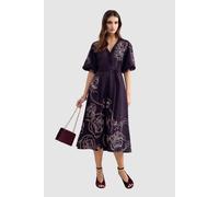 Phase Eight Women's Mabel Floral V-Neck Midi Dress in Aubergine | Size: 10
