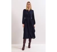 Phase Eight Ryley Laser Cut Work Midi Dress NAVY SIZE 10
