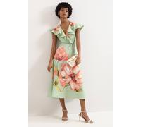 Phase Eight Women's Matilda Ruffle V-Neck Floral Dress in Mint | Size: 12 Phase Eight Mint 12