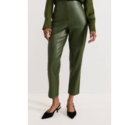 Phase Eight Women's Mya High-Rise Pu Crop Trousers in Dark Olive | Size: 16