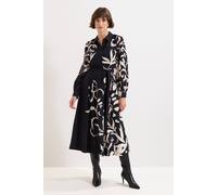 Phase Eight Women's Natalie Floral Collared Midi Shirt Dress in Black | Size: 10