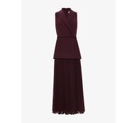 Phase Eight Womens Phase Eight Becky Tuxedo Woven Midi Dress Burgundy 12