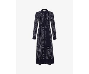Phase Eight Womens Phase Eight Charlotte Geometric-Print Woven Midi Dress Navy/Ivory 10