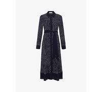 Phase Eight Womens Phase Eight Charlotte Geometric-Print Woven Midi Dress Navy/Ivory 18