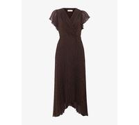 Phase Eight Womens Phase Eight Louisa Pin-Spot Wrap Woven Midi Dress Brown 16