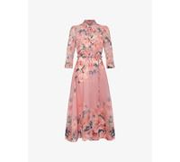 Phase Eight Womens Phase Eight Petite Anabella Floral-Print Linen-Blend Midi Dress Pale Pink 12