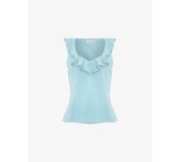 Phase Eight Womens Phase Eight Rhona Ruffle-Trim Linen-Blend Top Pale Blue 12