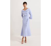 Phase Eight Women's Sienna Asymmetric Collar Midi Tux Dress in Baby Blue | Size: 8