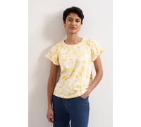 Phase Eight Women's Smocked Shoulder Flutter Sleeve Top in Lemon | Size: 12 Phase Eight Lemon 12