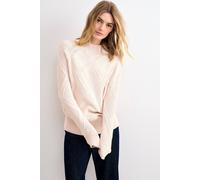 Phase Eight Women's Tara Mock-Neck Diamond Cable Knit Jumper in Pale Pink | Size: Large