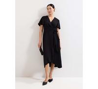 Phase Eight Women's V-Neck Angel Sleeve Midi Wrap Dress - 14REG - Black, Red,Black,Green
