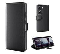 phase9 Genuine Leather Mobile Phone Case for Samsung Galaxy S21 FE Leather Flip Case Cover Protective Case Card Slots Stand Function Black