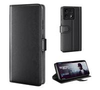 phase9 Genuine Leather Mobile Phone Case for Xiaomi 14T Pro Leather Flip Case Cover Protective Case Card Slots Stand Function Black