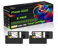 Phaser 6020 Compatible for Xerox Toner Cartridge with Chip Phaser 6020 Phaser 6022 WorkCentre 6025 WorkCentre Printers (2 Pack Black)