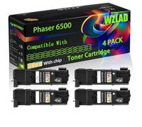 Phaser 6500 Compatible for Xerox Toner Cartridge with Chip Phaser 6500 Phaser 6500DN Phaser 6500N WorkCentre 6505 WorkCentre Printers (4 Pack Black)