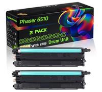 Phaser 6510 Compatible for Xerox Drum Unit with Chip WorkCentre 6515 6515DN 6515DNI 6515DNW 6515N Printers (2 Pack Black)