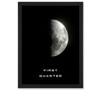 Phases of the Moon Astronomy First Quarter Lunar Space Poster Artwork Framed Wall Art Print A4 Artery8 Black One Size