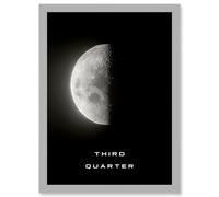 Phases of the Moon Astronomy Third Quarter Lunar Space Poster Artwork Framed Wall Art Print A4 Artery8 Light Grey One Size