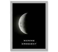 Phases of the Moon Astronomy Waning Crescent Lunar Space Poster Artwork Framed Wall Art Print A4 Artery8 Light Grey One Size
