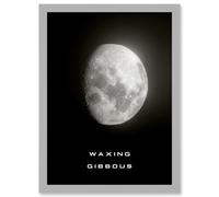 Phases of the Moon Astronomy Waxing Gibbous Lunar Space Poster Artwork Framed Wall Art Print A4 Artery8 Light Grey One Size