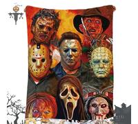 PHASZ Halloween blanket Horror Movie Theme Blanket, Halloween Horror Movie Blanket, Xmas Rug Soft Throw Fleece Blankets for Gift Bed Sofa Lightweight Flannel Blanket Bedding