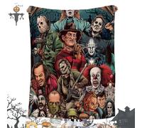 PHASZ Halloween blanket Horror Movie Theme Blanket, Halloween Horror Movie Blanket, Xmas Rug Soft Throw Fleece Blankets for Gift Bed Sofa Lightweight Flannel Blanket Bedding