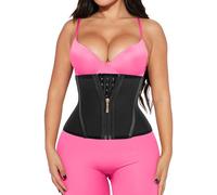 Phateey Women Waist Trainer Cincher 3 Straps - Tummy Control Sweat Girdle Workout Slim Belly Band for Weight Loss, Black（9 Inch 9 Steel Bones-hook & Zipper）, XXS