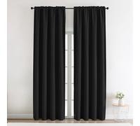 Phating Fire Retardant Blackout Curtains,Rod Pocket Flame Resistant Curtain Room Darkening for School Classroom Dorm Nursing Home(2Panel, Black, 52X72 inch)