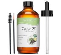PHATOIL Organic Castor Oil 118ml, Cold Pressed & Pure - USDA Certified Organic, Hexane-Free Massage Oil for Hair Growth, Eyebrows, Eyelashes & Skin Moisturizing - Glass Bottle