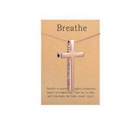 phaxud Cross Breathing Necklace Inspirational Bible Verse Anti-Anxiety Mindfulness Breathlink Stainless Steel Jewelry for Inner Balance, Daily Focus, Yoga, and Meditation, 4 UK, Stainless Steel, No