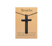 phaxud Cross Breathing Necklace Inspirational Bible Verse Anti-Anxiety Mindfulness Breathlink Stainless Steel Jewelry for Inner Balance, Daily Focus, Yoga, and Meditation, 4 UK, Stainless Steel, No