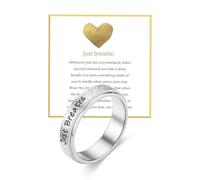 phaxud Just Breathe Ring for Women Stainless Steel Fidget Spinner Rings Inspirational Hope Rings Thumb Rotating Anxiety Jewelry Gift for Her, Stainless Steel, No Gemstone
