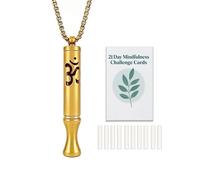 phaxud Stainless Steel Breathing Necklace with Meditation Cards, 2-in-1 Aromatherapy Necklace for Calm, Stress Support, Focus, and Urge Management for Women Men, 4 UK, Stainless Steel, No Gemstone