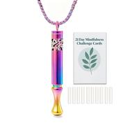 phaxud Stainless Steel Mindfulness Breathing Necklace & Essential Oil Diffuser for Women Men 2-in-1 Breathe Free Necklace Tool for Inner Balance, Relaxation and Meditation, NO, Stainless Steel, No