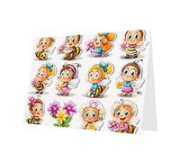 PHAYAH 10 Sheets Bee Cartoon Pattern Holiday Cards Red Envelope Suitable As Wedding Anniversary And Party Invitation Cards