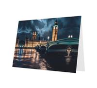 PHAYAH 10 Sheets Big Ben, England Holiday Cards Dark Green Envelope Suitable As Wedding Anniversary And Party Invitation Cards