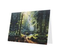 PHAYAH 10 Sheets Birds Of The Forest Holiday Cards Dark Green Envelope Suitable As Wedding Anniversary And Party Invitation Cards