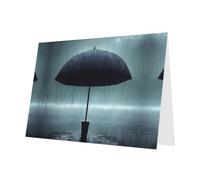 PHAYAH 10 Sheets Black Umbrella In The Rain Holiday Cards Dark Green Envelope Suitable As Wedding Anniversary And Party Invitation Cards