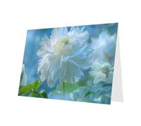 PHAYAH 10 Sheets Blooming Hundred Peonies Pattern Holiday Cards Blue Envelope Suitable As Wedding Anniversary And Party Invitation Cards