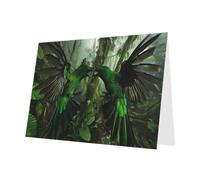 PHAYAH 10 Sheets Bluebird Gaming Holiday Cards Dark Green Envelope Suitable As Wedding Anniversary And Party Invitation Cards