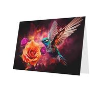 PHAYAH 10 Sheets Bluebird Rose Holiday Cards Red Envelope Suitable As Wedding Anniversary And Party Invitation Cards