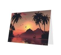 PHAYAH 10 Sheets Lake At Sunset Holiday Cards Blue Envelope Suitable As Wedding Anniversary And Party Invitation Cards