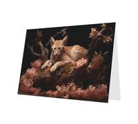 PHAYAH 10 Sheets Leopard Cat In A Dead Tree Holiday Cards White Envelope Suitable As Wedding Anniversary And Party Invitation Cards