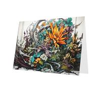 PHAYAH 10 Sheets Mixed Flowers Holiday Cards White Envelope Suitable As Wedding Anniversary And Party Invitation Cards