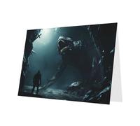 PHAYAH 10 Sheets Monster Under The Sea Holiday Cards Dark Green Envelope Suitable As Wedding Anniversary And Party Invitation Cards