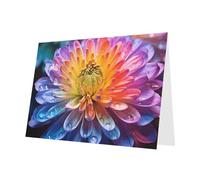 PHAYAH 10 Sheets Rainbow Chrysanthemum Holiday Cards Red Envelope Suitable As Wedding Anniversary And Party Invitation Cards